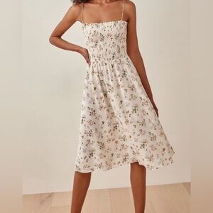 Reformation Cream Spaghetti Strap Sundress Midi